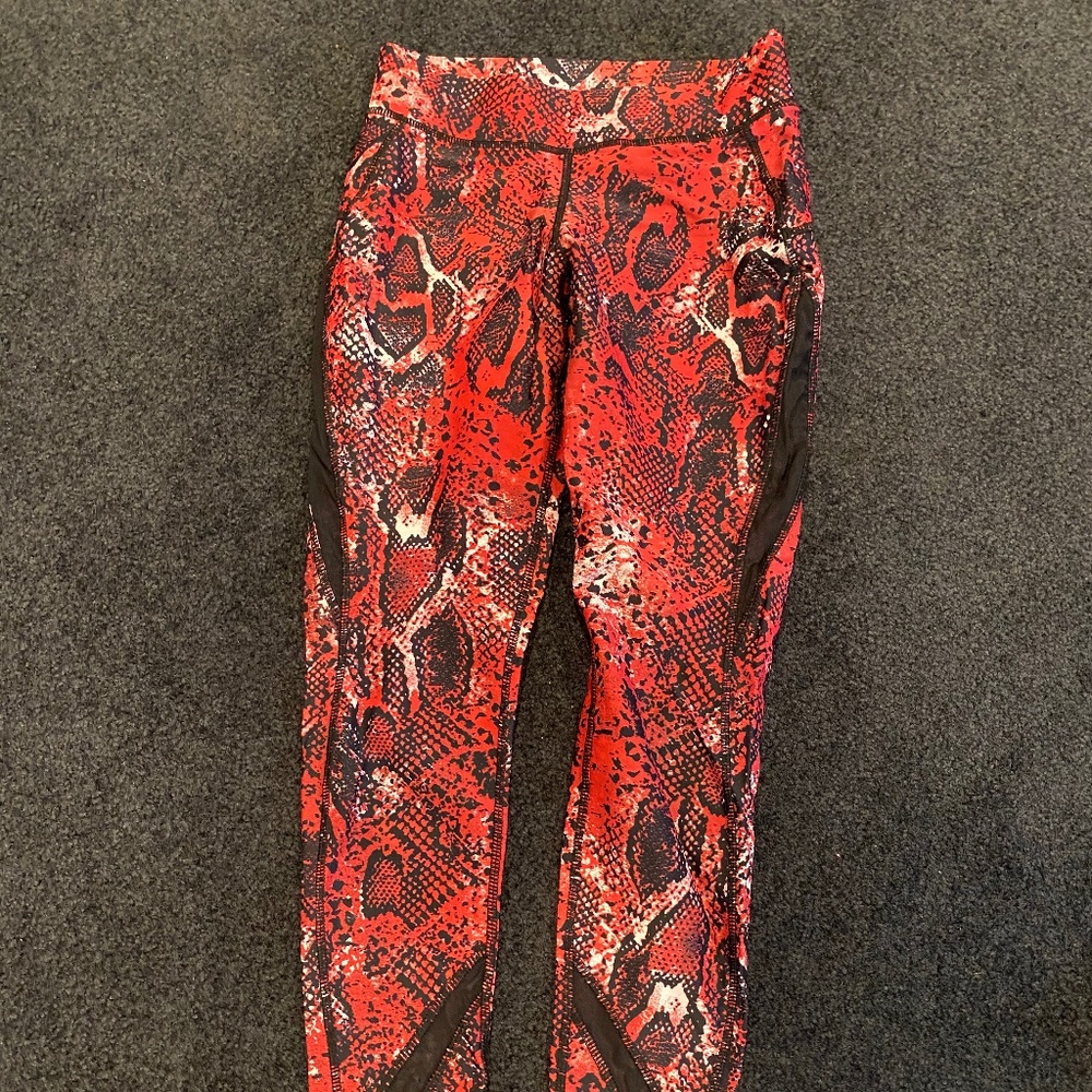 Red snake skin leggings